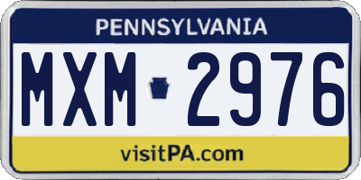 PA license plate MXM2976
