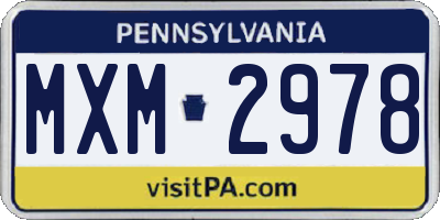 PA license plate MXM2978