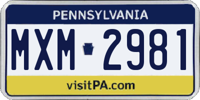 PA license plate MXM2981