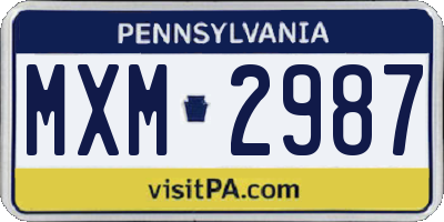 PA license plate MXM2987
