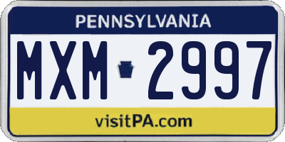 PA license plate MXM2997