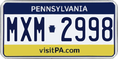 PA license plate MXM2998
