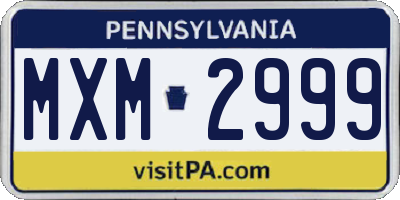 PA license plate MXM2999