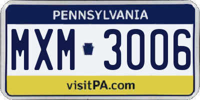 PA license plate MXM3006