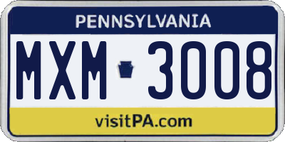 PA license plate MXM3008