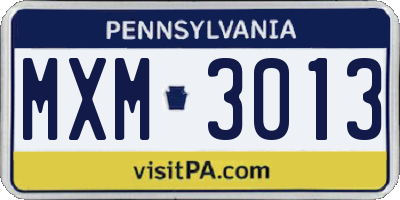 PA license plate MXM3013