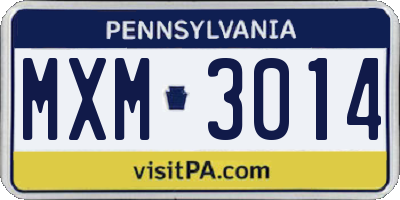 PA license plate MXM3014