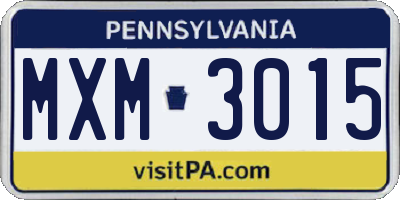 PA license plate MXM3015