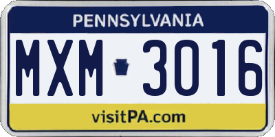 PA license plate MXM3016