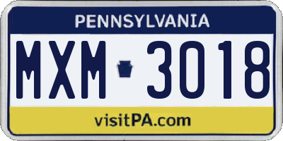 PA license plate MXM3018