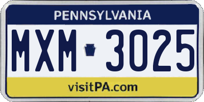 PA license plate MXM3025