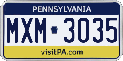 PA license plate MXM3035