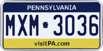 PA license plate MXM3036