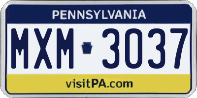 PA license plate MXM3037