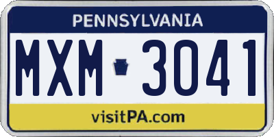 PA license plate MXM3041