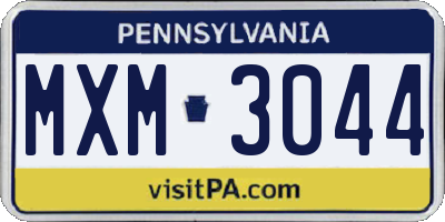 PA license plate MXM3044