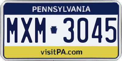 PA license plate MXM3045