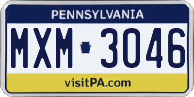 PA license plate MXM3046