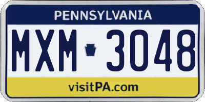 PA license plate MXM3048