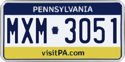 PA license plate MXM3051