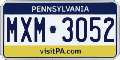 PA license plate MXM3052