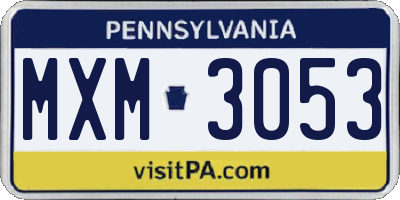 PA license plate MXM3053