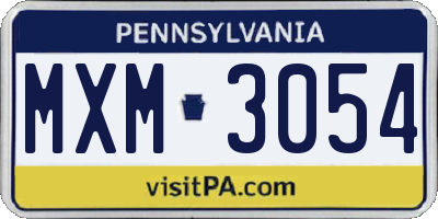 PA license plate MXM3054