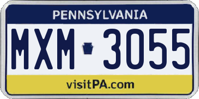 PA license plate MXM3055