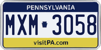 PA license plate MXM3058