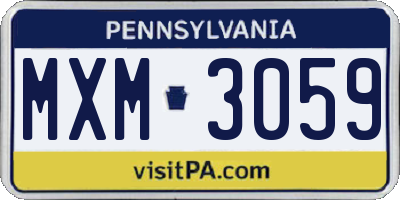 PA license plate MXM3059