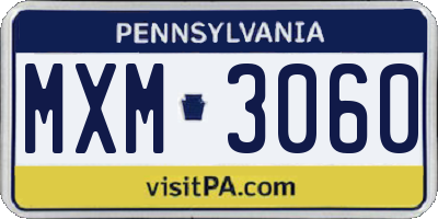 PA license plate MXM3060