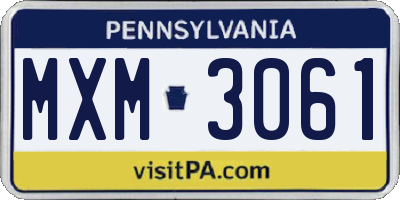 PA license plate MXM3061