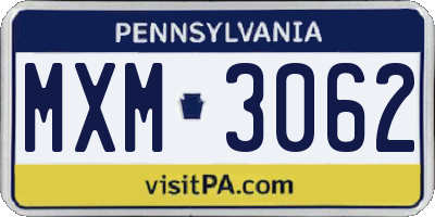 PA license plate MXM3062