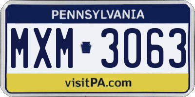 PA license plate MXM3063
