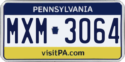 PA license plate MXM3064