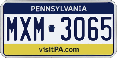 PA license plate MXM3065