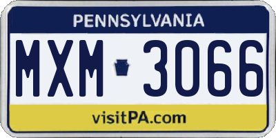 PA license plate MXM3066