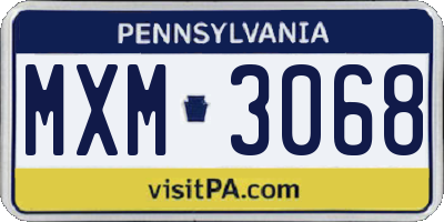 PA license plate MXM3068