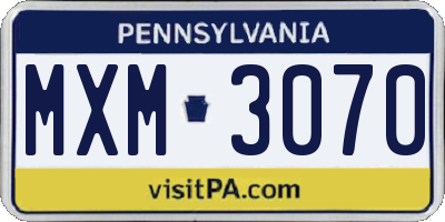 PA license plate MXM3070