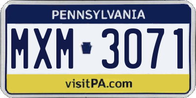 PA license plate MXM3071