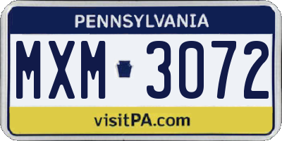 PA license plate MXM3072