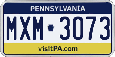PA license plate MXM3073
