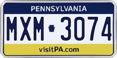 PA license plate MXM3074