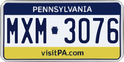 PA license plate MXM3076