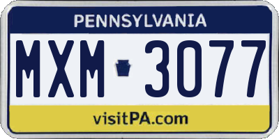 PA license plate MXM3077