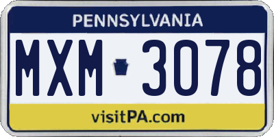 PA license plate MXM3078