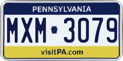 PA license plate MXM3079