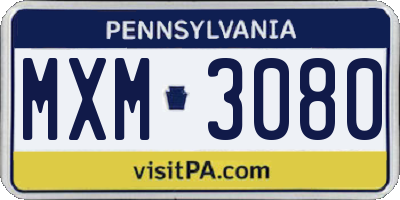 PA license plate MXM3080