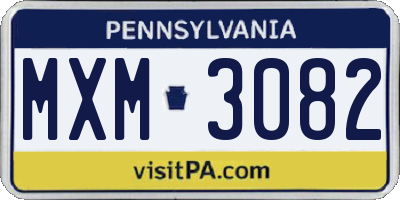 PA license plate MXM3082