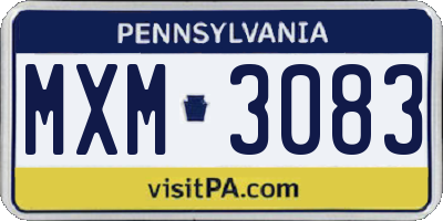 PA license plate MXM3083